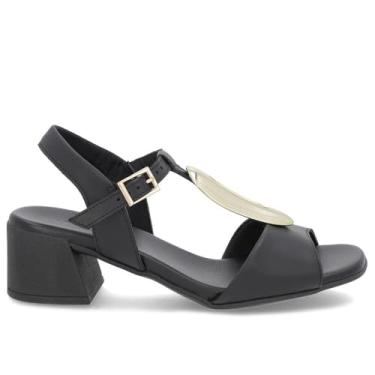 Imagem de Sandalia Usaflex Salto Bloco Couro Ref Al20006 Preto 038