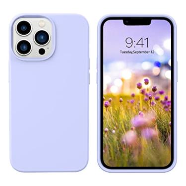 Imagem de GUAGUA Capa protetora compatível com iPhone 13 Pro Max de 6,7 polegadas de borracha gel macia de silicone líquido fino forro de microfibra com textura acolchoada para iPhone 13 Pro Max lilás roxo