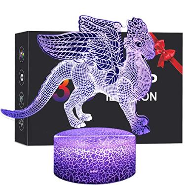Imagem de MELAO Luz Noturna Infantil Dragon, Lâmpada Led 3D Regulável, De Acrílico + Base Abs, 16 Cores 7 Controles Toque E Controle Remoto, Melhores Brinquedos Para Aniversário Meninos Meninas