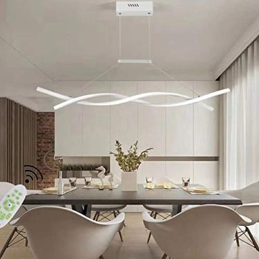 Imagem de Luminária pendente de teto LED regulável com controle remoto, lustre moderno embutido para sala de estar, cozinha, ilha, sala de jantar, bar, café, escritório, iluminação, decoração