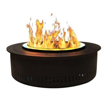 Imagem de Lareira Decorativa Lareira a vapor de água 3D, lareira atomizadora redonda embutida, elétrica chama realista camada dupla, ajustável, controle remoto(100cm)
