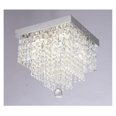 Imagem de Luminária de teto LED de cristal quadrado moderno para sala de estar, varanda, entrada, corredor e quarto