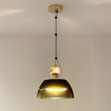 Imagem de Luminária pendente de vidro vintage verde, luminária suspensa para ilha de cozinha, iluminação suspensa de teto em vidro soprado à mão para sala de jantar, quarto, hotel, E27 Droplight