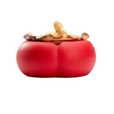 Imagem de Cinzeiro em forma de caqui cinzeiro de cerâmica para uso interno ou externo, decoração de mesa de escritório em casa, cinzeiro para fumantes cinzeiro vermelho ao ar livre