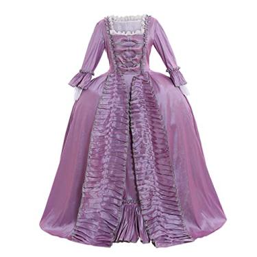 Imagem de CosplayDiy Vestido feminino rainha Maria Antonieta Rococó vestido de baile gótico vitoriano fantasia roxo, Roxa, XX-Large