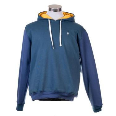Imagem de Moletom com capuz verde-azul com capuz amarelo para homens - Lightbek 