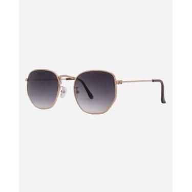 Imagem de Óculos De Sol Feminino Hexagonal Armação Metal Lente Proteção Uv400 Ro
