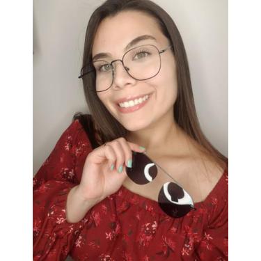 Imagem de Óculos Clipon Sol Armação Feminino Grau Quadrada Smile 2 em1 - Palas E