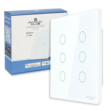 Imagem de Interruptor Inteligente Touch 1,2,3 e 6 Botões 4x2 e 4x4 Alexa Google Wifi App Tuya Pandaplus Controle de Voz Bivolt
