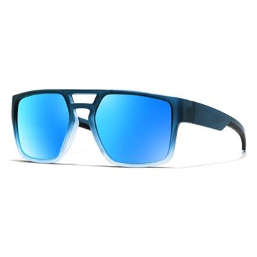 Imagem de Karsaer Óculos de sol esportivos polarizados para homens e mulheres, golfe, corrida, ciclismo, pickleball, proteção UV400, Armação azul/lente azul, Big