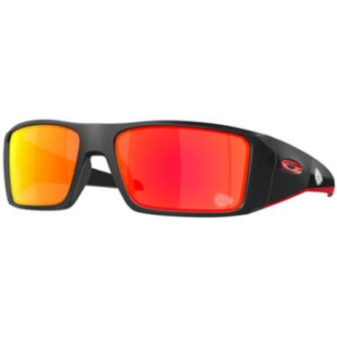 Imagem de Oakley Pacote de óculos de sol OO9231: OO 9231 HELIOSTAT 923127 Preto fosco/Prizm Rubi Policarbonato Padrão e Coleira Vermelha Grande Kit de acessórios