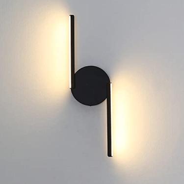 Imagem de MINJING Luminária de parede linear preta, luminária de parede de metal ultrafino com abajur acrílico, luzes de parede LED modernas, iluminação decorativa de cabeceira, luzes de parede