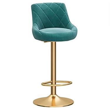Imagem de Banqueta de bar giratória para móveis, assento redondo, banco com pernas de metal dourado, altura ajustável de 50 a 80 cm, preto
