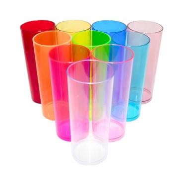 Imagem de 20 Copos Long Drink Acrílico Cristal Colorido 330ml Festas Cores Sortidas