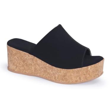 Imagem de Tamanco Feminino Plataforma Cortiça Rolha Anabela Confortável Via Angel 10302 (Preto, BR, Adulto, Numérico, 34)