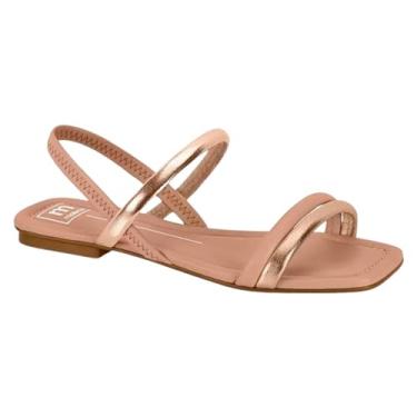 Imagem de Sandalia Rasteira Moleca Feminina Casual Elastico Virginia Ouro Rosado (34, Nude)