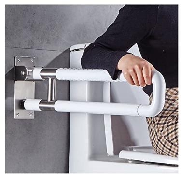 Imagem de Barra de apoio para vaso sanitário, alça de suporte de vaso sanitário para deficientes, trilhos de mão para banheiro, corrimão dobrável de segurança de banheiro, suporte de vaso sanitário montado na