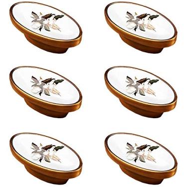 Imagem de Puxadores de decoração de cômoda de banheiro puxadores de porta de gaveta de móveis de cozinha estilo pastoral puxadores de móveis de armário 4 cores disponíveis - 6 peças (estilo C distância do