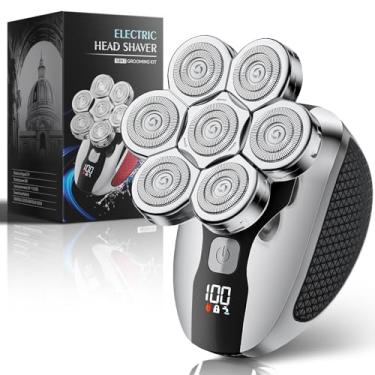 Imagem de Barbeadores de cabeça para homens carecas - Navalha elétrica 7D para homens com aparador pop-up