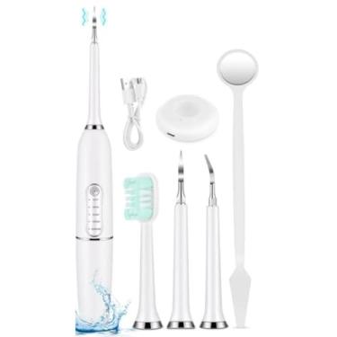 Imagem de Limpador Dental Elétrico Portátil 5 Funções com Base de Carregamento (Branco)