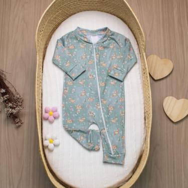 Imagem de Macacão Bebê com Zíper em Cotton Tecido Leve Macio e Seguro Florest - 