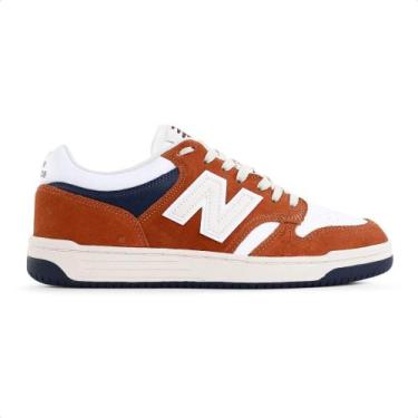 Imagem de Tênis New Balance 480 Low Masculino, 40, Laranja, Marinho