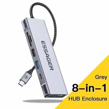 Imagem de Hub USB Essager 8 em 1 Docking Station USBC com Armazenamento para MacProAir M1M2