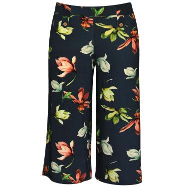 Imagem de Calça Pau a Pique Pantacourt Estampada Azul Marinho