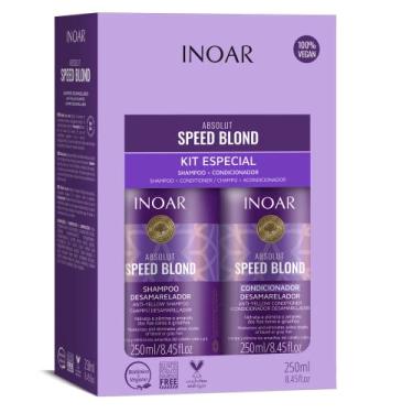 Imagem de Inoar, Speed Blond Kit Duo – Shampoo e Condicionador Matizador com Óleo de Argan, Azuleno e Ativos Vegetais para Cabelos Loiros e Grisalhos - 250ml