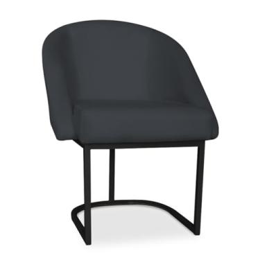 Imagem de Poltrona Decorativa Lua Veludo Base Metal Preto - Design Moderno e Conforto para Sala, Quarto - JRC Móveis (Cinza Escuro)