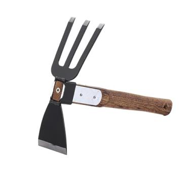 Imagem de Fenteer Enxada e cultivador, aço carbono, cabeça dupla, ancinho de jardim, ferramenta manual para escavação de quintal, jardinagem, afrouxamento do solo, Style a