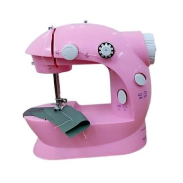 Imagem de Mini Maquina Costura Portátil Elétrica + Pedal Bivolt 110v-220v Rosa