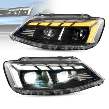 Imagem de Faróis de LED VLAND adequados para Jetta 2012-2018, farol de projetor, DRL dinâmico e seta de seta