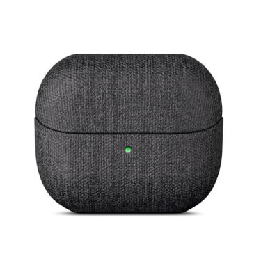 Imagem de LOPIE Capa para Samsung Galaxy Buds 3 FE / Buds3 Pro/Samsung Buds 3 Capa com cordão - Feita de couro vegano - Estilo de lona - Capa rígida de proteção contra quedas feita à mão - preta