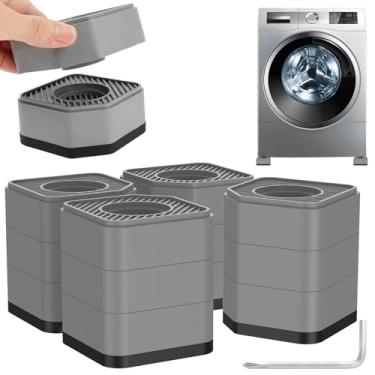 Imagem de 4 peças de almofadas antivibração para máquina de lavar, conjunto de base de pedestal de borracha antiderrapante, almofadas de pé de base de elevação de geladeira estável, amortecedor de máquina de