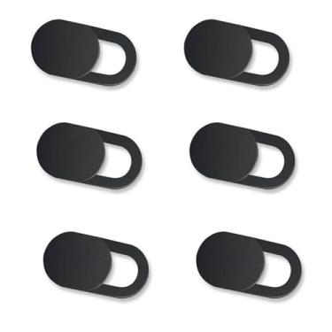 Imagem de Slide de capa de webcam (6 peças), capa de câmera ultrafina para câmera de privacidade para laptop/celular/iPad/PC/tablet, ótimo para proteger sua privacidade e segurança - preto
