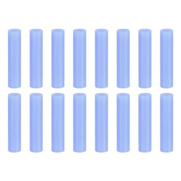 Imagem de 16 pontas de canudo de silicone, capas de palha de metal, pontas de canudos reutilizáveis macias adequadas para canudos de aço inoxidável de 8 mm (azul, 42 mm de comprimento)