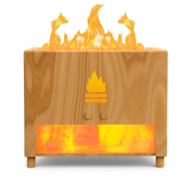 Imagem de Umidificador Difusor De Aroma De Chama Para Óleos Essenciais Lareira Vulcão Ar Nuvem de Chuva Difusor De Aromaterapia Para Quarto Sala Grande Mesa Escritório Terapia de sal do Himalaia Ultrassônica