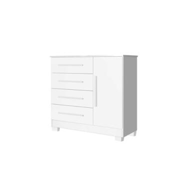 Imagem de Cômoda Sapateira 4 Gavetas e 1 Porta Ripado Malibu. (Branco)
