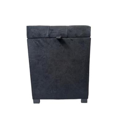 Imagem de Puff Baú Quadrado 1 Lugar Em Mdf Em Suede Puff Sala Banco Pufe Banquetas(Rodízio,Preto)