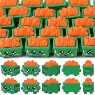 Imagem de GGSTDDUP 48 peças mini estatuetas de lixeira, forma de lixo de resina com fogo, acessórios de mesa de lixo emocionais, decoração de mesa engraçada para funcionários, escritório de professores, colegas
