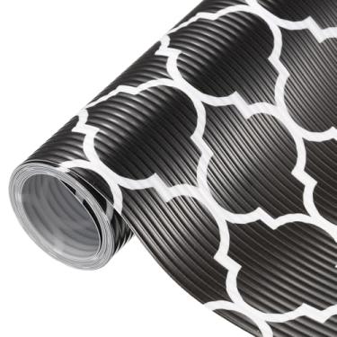 Imagem de Forros de prateleira para armários de cozinha, forro de armário antiderrapante não adesivo, folha preta