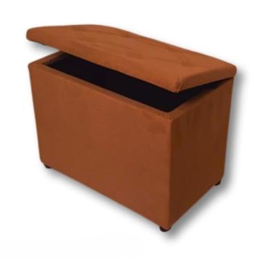 Imagem de Baú Retangular Banquinho Suede e Corino Decorativo Guarda Objetos Organizador Puff Pufe sala，puff quarto(Terracota Suede)
