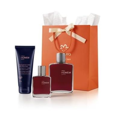 Imagem de Homem sagaz Kit Presente, Perfume Masculino 100ml, perfume 25 ml Creme Pós Barba, com Sacola Vermelha