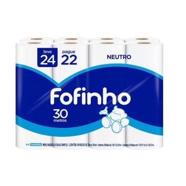 Imagem de Papel Higiênico Fofinho Neutro 30 Mts Leve 24 Pague 22