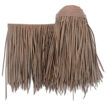 Imagem de Rolo de telhas de palha sintética de palmeira, telhado de palha artificial retardador de chamas Tiki Bar Huts painéis de telhado de palha capa de guarda-chuva de jardim tropical (amarelo a, 0,5 x 8 m