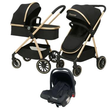 Imagem de Carrinho 3 Em 1 Move Preto Golden + Bebe Conforto - Passear Baby