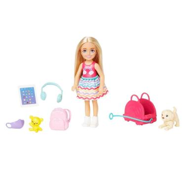 Imagem de Conjunto de viagem Barbie Chelsea Doll com cachorrinho e 6 acessórios