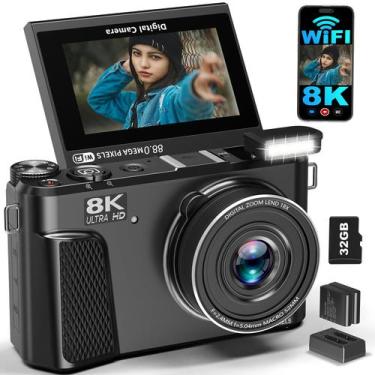 Imagem de Câmera digital Gavonde 8K 88MP WiFi Vlogging com zoom 18X