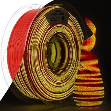 Imagem de AMOLEN Filamento de impressora 3D PLA 1,75 mm, brilha no escuro brilhante filamento vermelho amarelo multicolorido, filamento de mudança de cor rápida para impressora 3D, melhor com lâmpadas UV